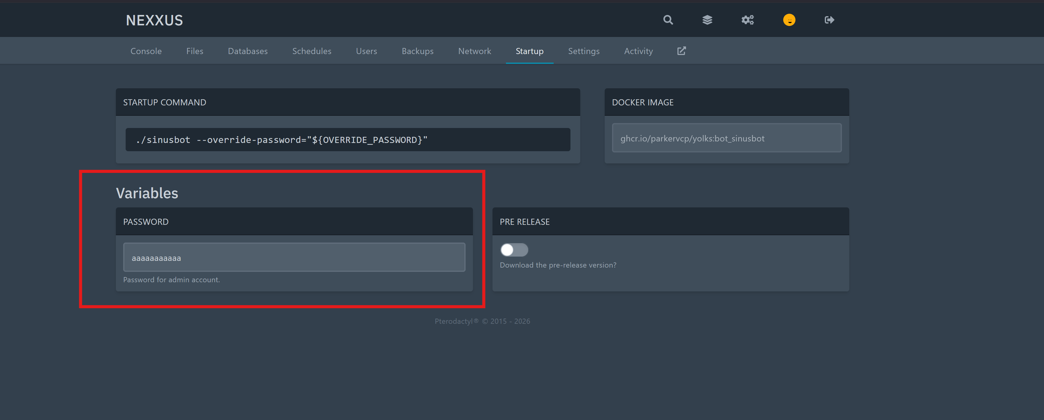 Startup Tab